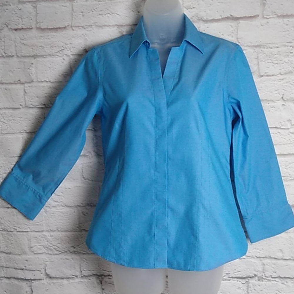 Petite Non-Iron Fitted Fit 3/4 Sleeve Button Down